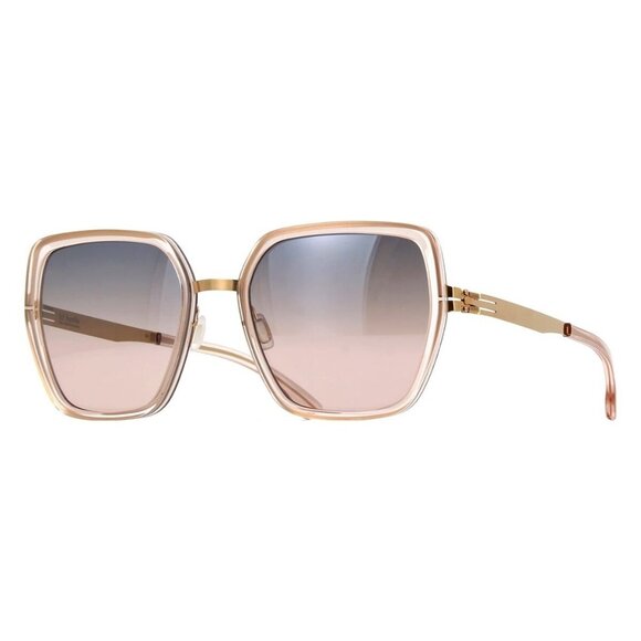 New IC! BERLIN D0091H208032442314mi Gold Square Zoe S Rose Gold Ice Tea Sunglass - Picture 1 of 4